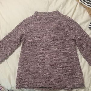 Loft top purple pink black shirt cropped sleeve